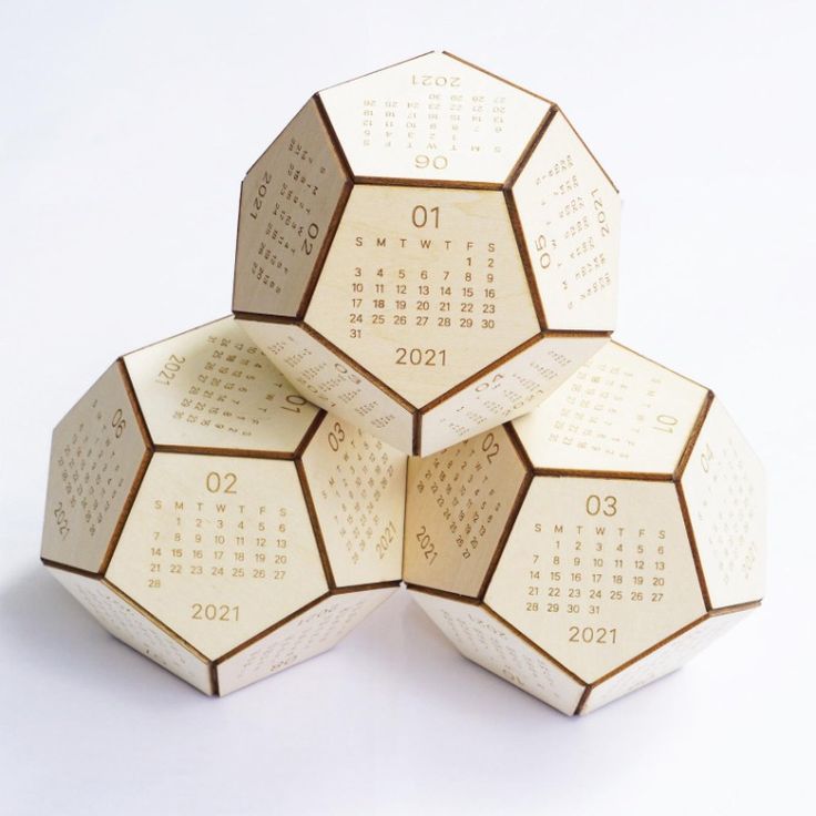 WOODEN CREATIVE CALENDARS/ WOODEN LASER CUT DODECAHEDRON CALENDAR/2026 CALENDAR/ 2026 CREATIVE WOODEN CALENDAR