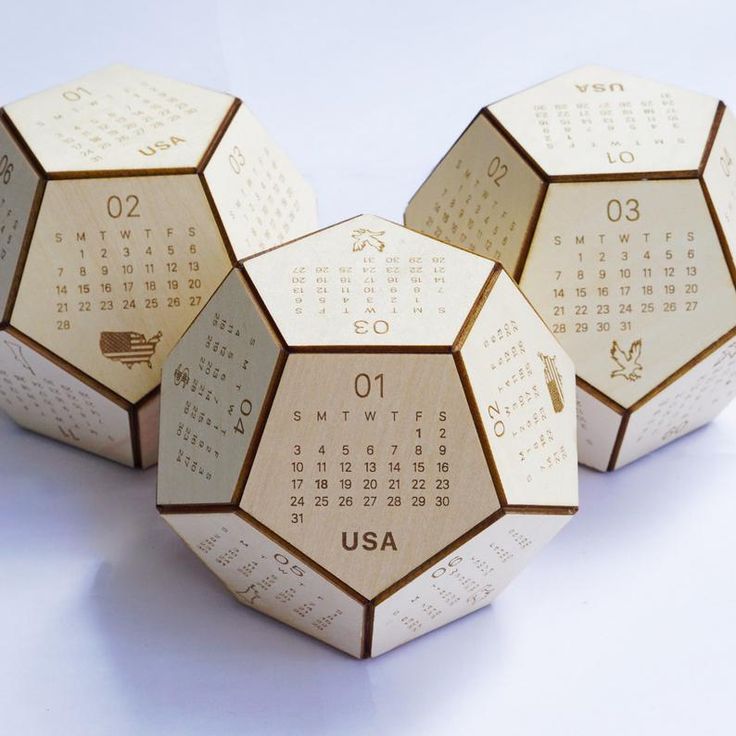 WOODEN CREATIVE CALENDARS/ WOODEN LASER CUT DODECAHEDRON CALENDAR/2026 CALENDAR/ 2026 CREATIVE WOODEN CALENDAR