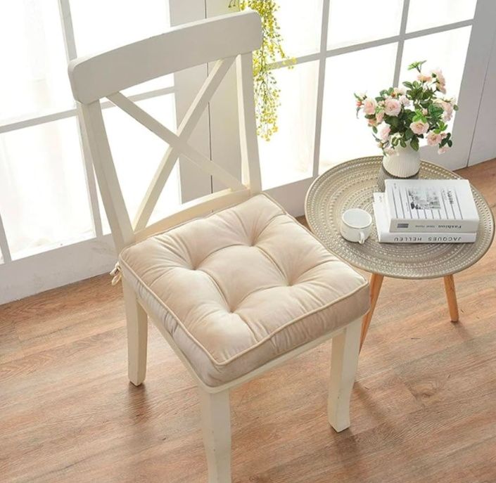 Solid Square Seat Chair Pads Non Skid Soft Comfy Plush Dining Room Kitchen Office Chair Cushion with Ties (17" x 17" x 3")