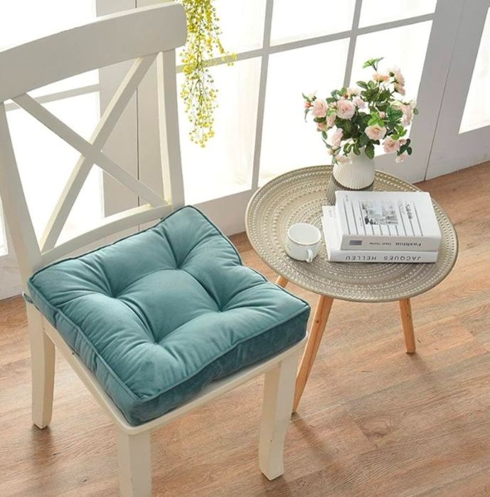 Solid Square Seat Chair Pads Non Skid Soft Comfy Plush Dining Room Kitchen Office Chair Cushion with Ties (17" x 17" x 3")