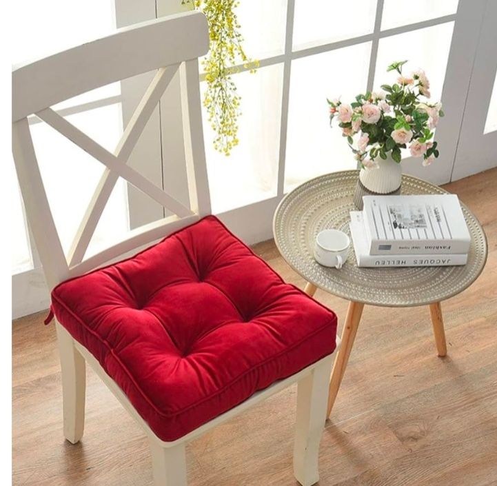 Solid Square Seat Chair Pads Non Skid Soft Comfy Plush Dining Room Kitchen Office Chair Cushion with Ties (17" x 17" x 3")