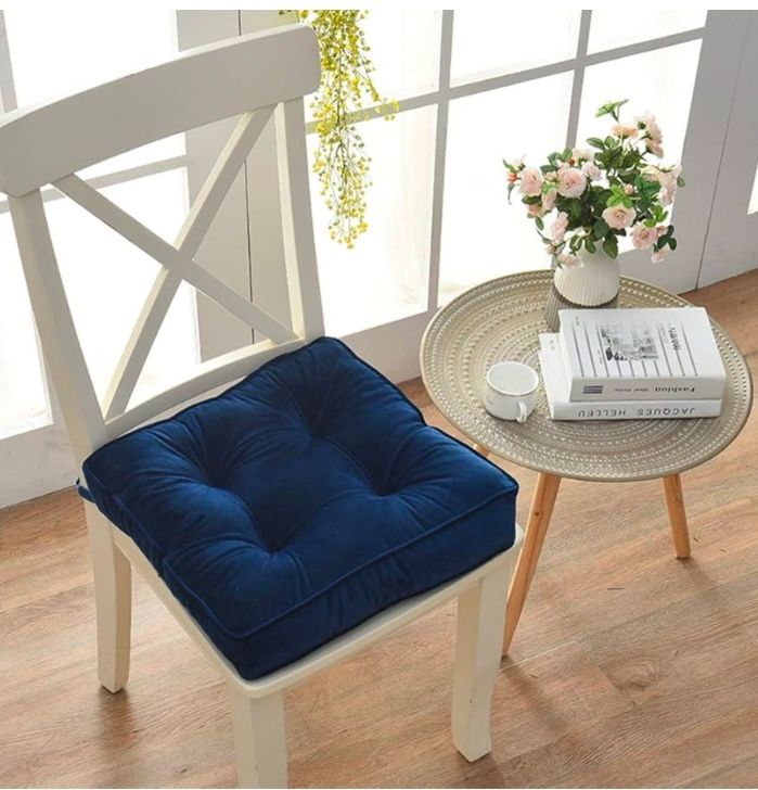 Solid Square Seat Chair Pads Non Skid Soft Comfy Plush Dining Room Kitchen Office Chair Cushion with Ties (17" x 17" x 3")