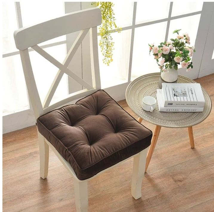 Solid Square Seat Chair Pads Non Skid Soft Comfy Plush Dining Room Kitchen Office Chair Cushion with Ties (17" x 17" x 3")