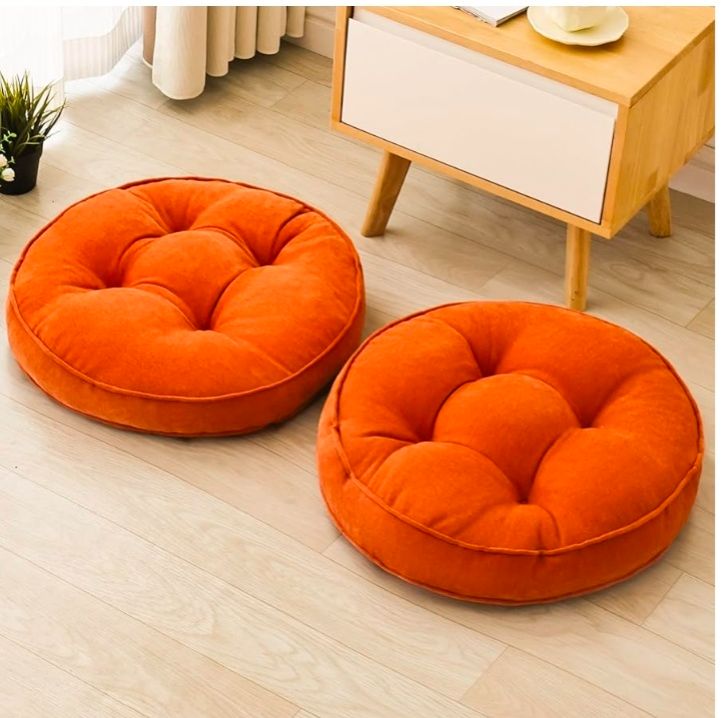 Floor Pillow Set of 2, Memory Foam Floor Cushions for Adults, Large Round Meditation Pillow for Sitting, 22 x 22 Inches