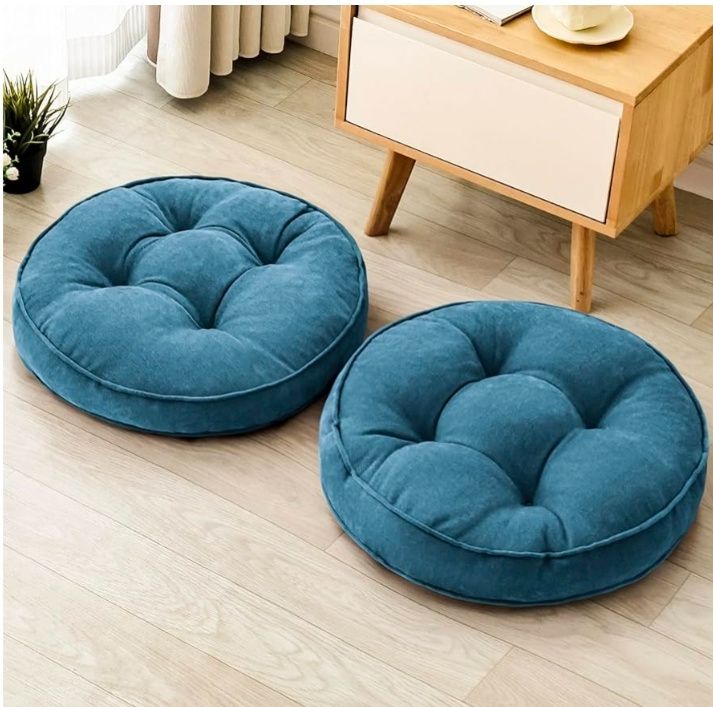 Floor Pillow Set of 2, Memory Foam Floor Cushions for Adults, Large Round Meditation Pillow for Sitting, 22 x 22 Inches