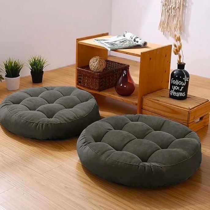 Floor Pillow Set of 2, Memory Foam Floor Cushions for Adults, Large Round Meditation Pillow for Sitting, 22 x 22 Inches