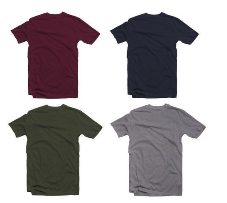 4PCS Cotton Round Neck Plain Tshirts