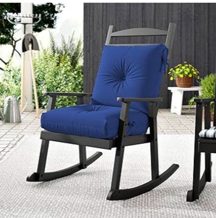 Patio Dining Chair Cushion, Thick Tufted Rocking Chair Cushion for Outdoor, Breathable and Fade Resistant, 20 x 20 x 5 inch