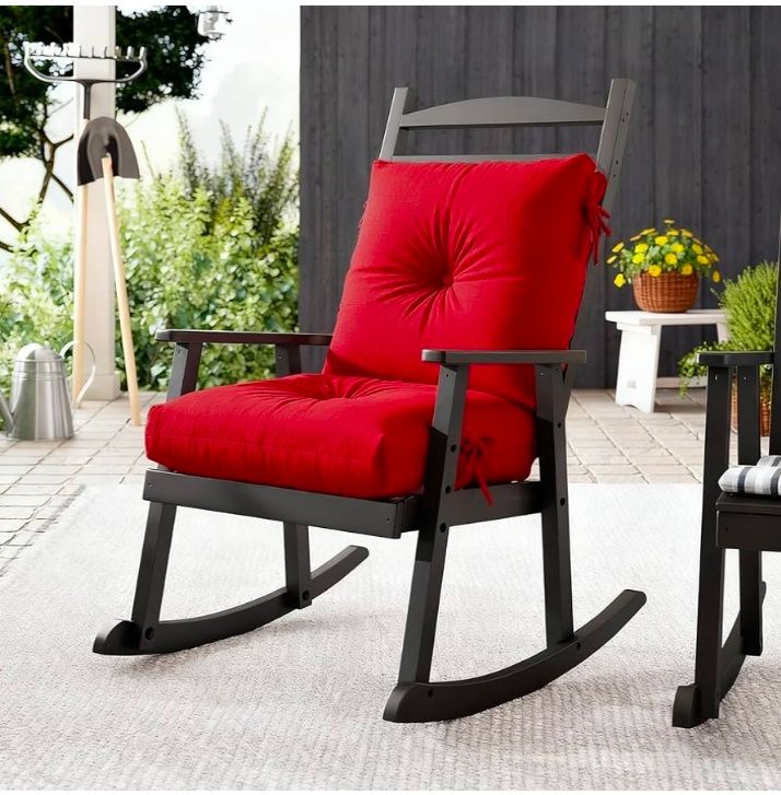 Patio Dining Chair Cushion, Thick Tufted Rocking Chair Cushion for Outdoor, Breathable and Fade Resistant, 20 x 20 x 5 inch