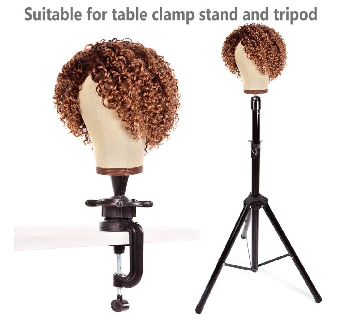 21''-24''Inch Wig Head Cork Canvas Block Head Mannequin Head With Stand for Making Wigs