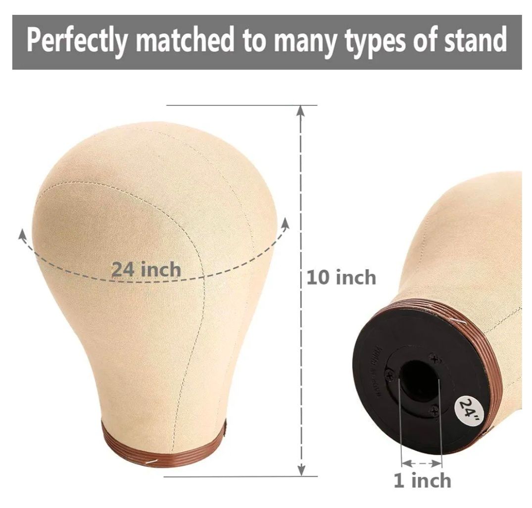 21''-24''Inch Wig Head Cork Canvas Block Head Mannequin Head With Stand for Making Wigs