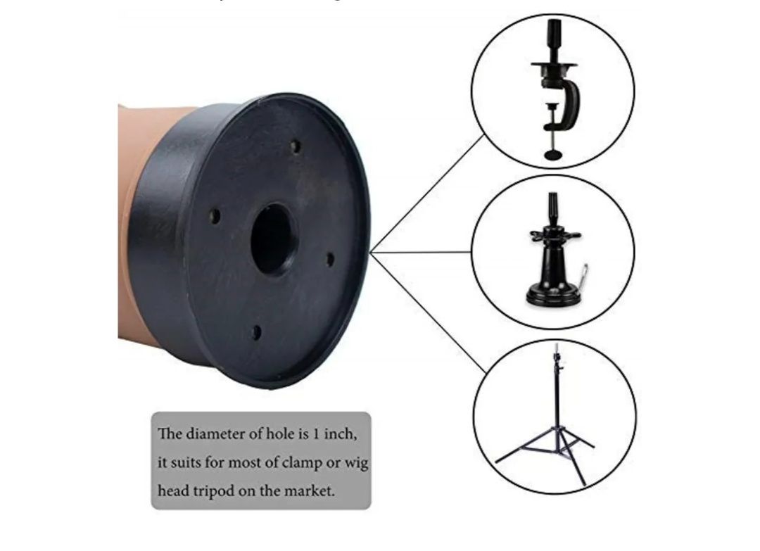 Bald Mannequin Head Female Professional Cosmetology Training Mannequin Bald for Wig Making and Display Afro American Mannequin Head with Free Clamp Stand (beige)