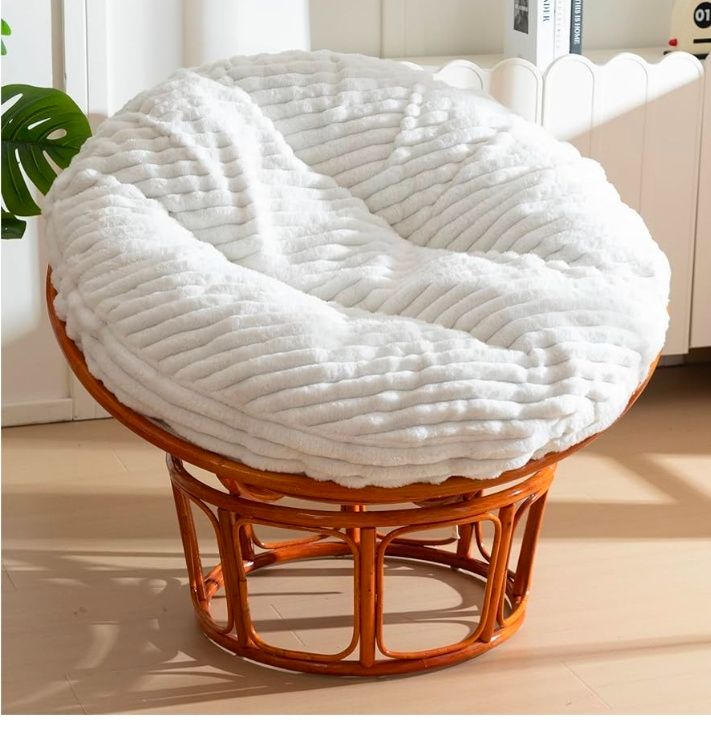 Papasan Chair Cushion with Thick Corduroy Cover (Without Chair), Supportive Cushion, 48 x 48 Inch