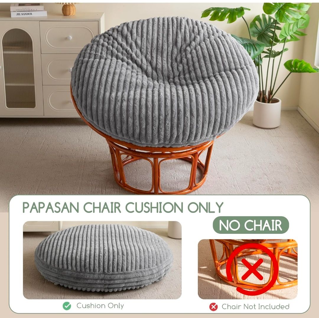 Papasan Chair Cushion with Thick Corduroy Cover (Without Chair), Supportive Cushion, 48 x 48 Inch