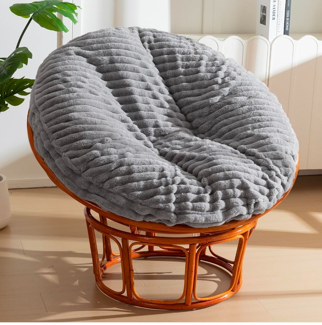 Papasan Chair Cushion with Thick Corduroy Cover (Without Chair), Supportive Cushion, 48 x 48 Inch