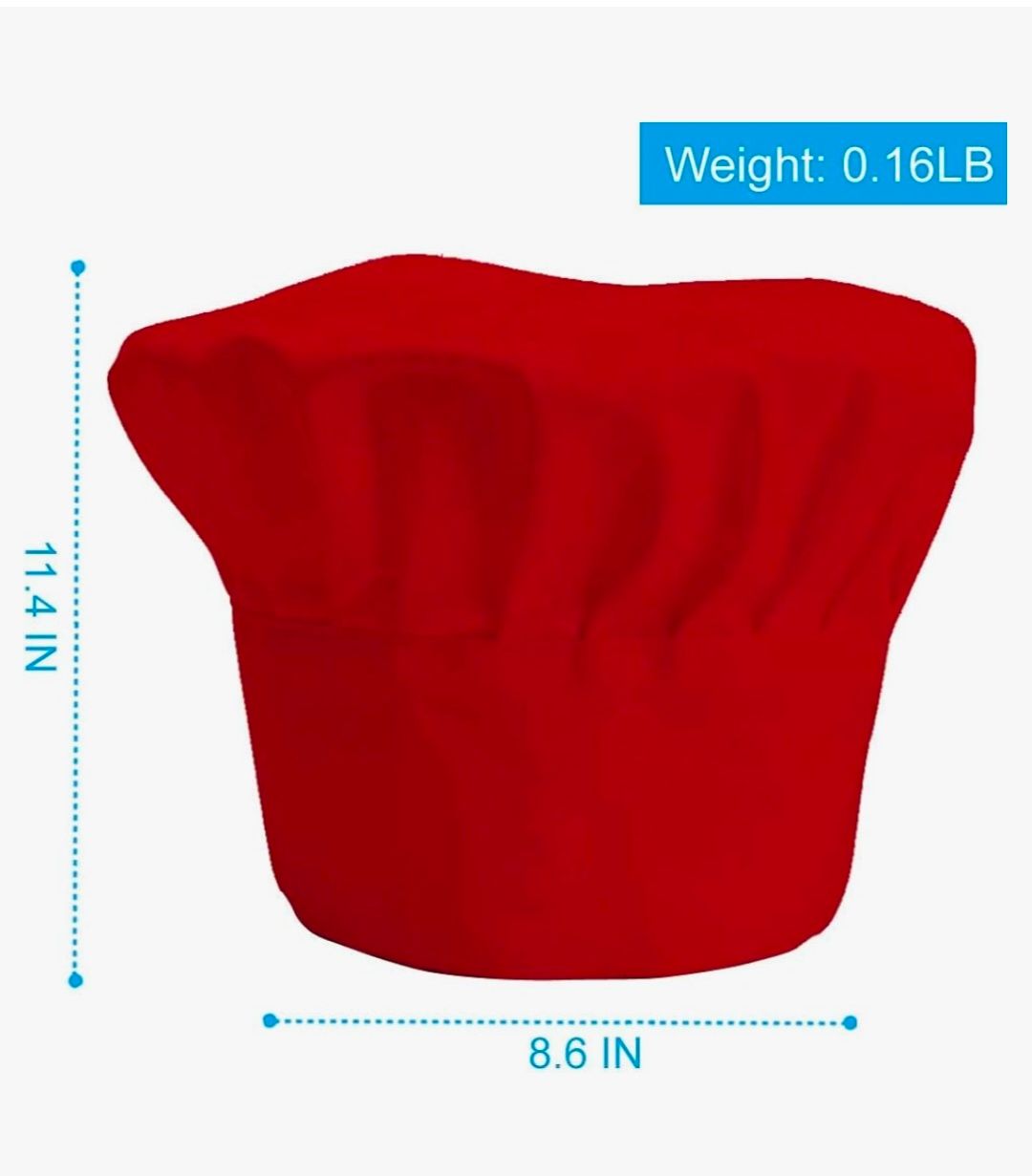 Chef Hat, Adult Premium Adjustable Elastic Baker Kitchen Cooking Chef Cap…