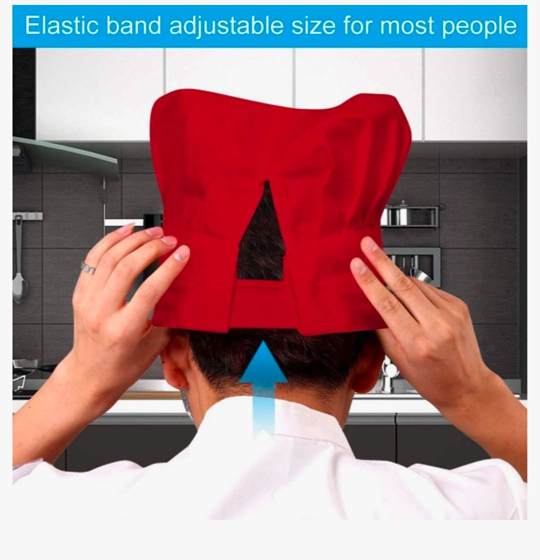 Chef Hat, Adult Premium Adjustable Elastic Baker Kitchen Cooking Chef Cap…