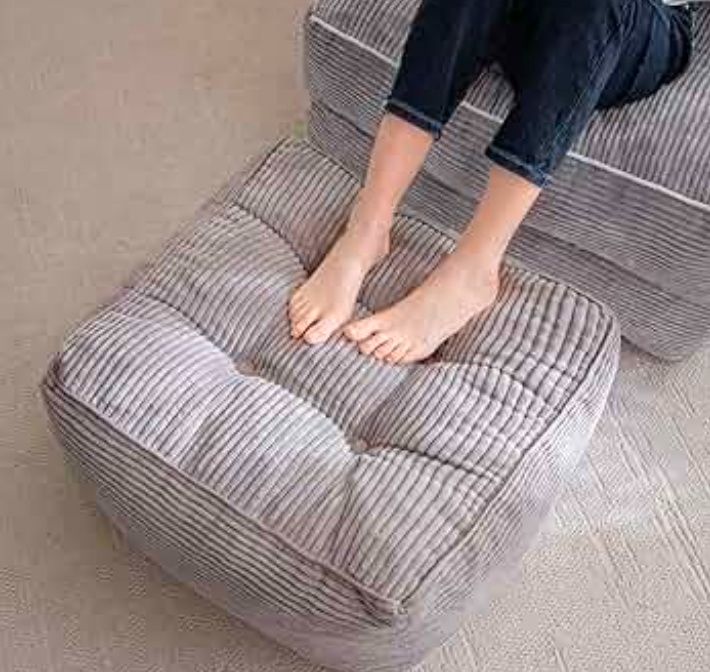 Square Stuffed Pouf Ottoman, Corduroy Poufs with Foam Chunk Filling, Furry and Fluffy Pouf Foot Stool Storage Ottoman, 25.6 X 25.6 Floor Poufs Foot Rest for Living Room