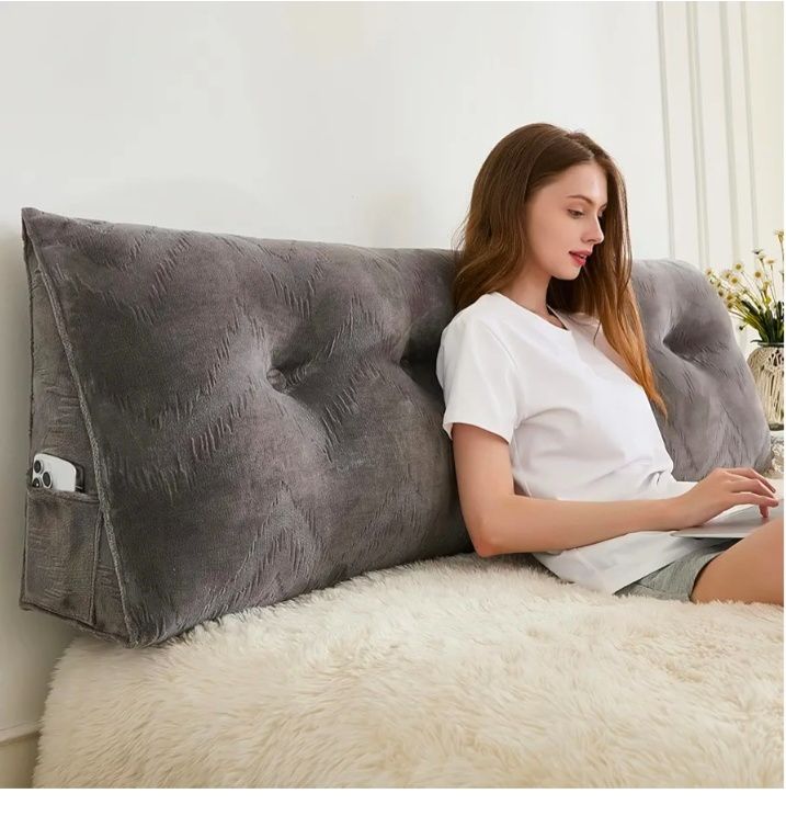 Headboard Pillow for Bed,Triangular Wedge Pillow Headboard Soft Support While Reading and Resting,Bed Bolster Cushion Headboard with Removable Cover, (59"x8"x20")