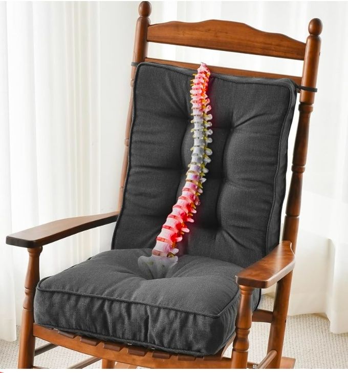 Non Slip Rocking Chair Cushion, FadeShield Water Resistant Thicken Durable Tufted Pads, Set of Seat & Back Cushion with Ties for Indoor/Outdoor Rocker, 2 Piece