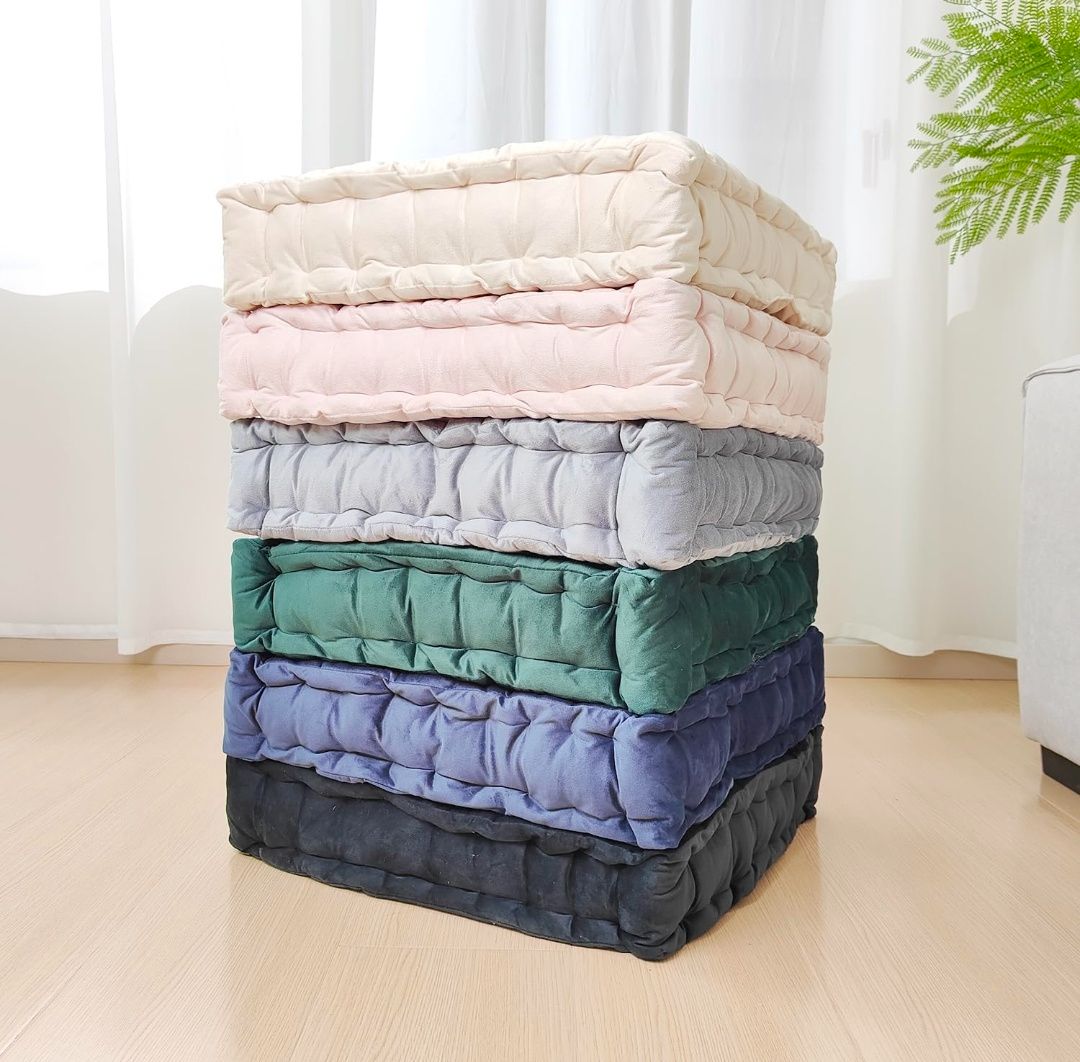 Square Floor Pillows, Large Floor Cushion for Adults Kids, Meditation Floor Pillow Seating Cushion with Shredded Memory Foam and Silk Wadding, 20"x20"x5"