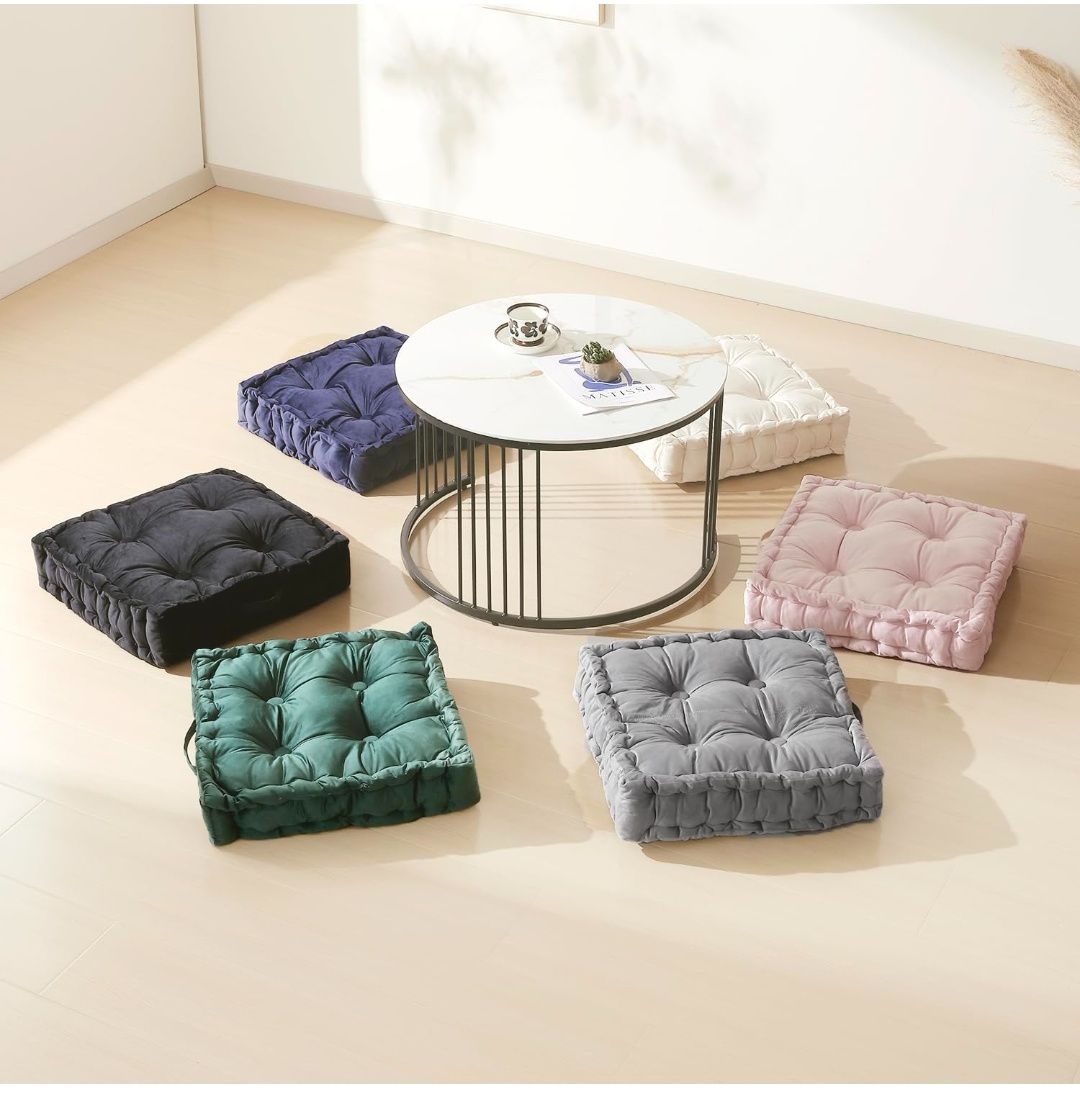 Square Floor Pillows, Large Floor Cushion for Adults Kids, Meditation Floor Pillow Seating Cushion with Shredded Memory Foam and Silk Wadding, 20"x20"x5"