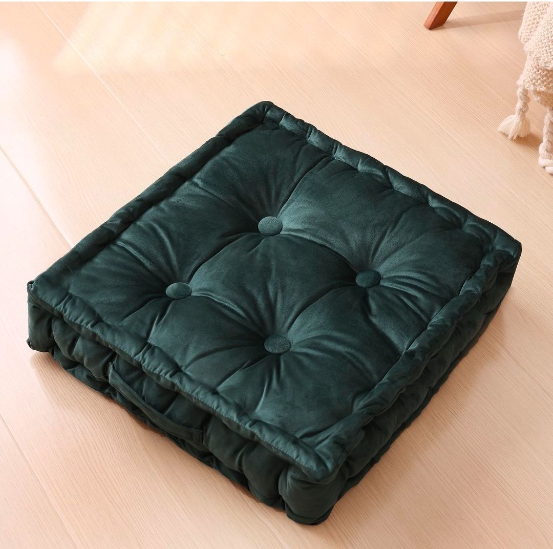 Square Floor Pillows, Large Floor Cushion for Adults Kids, Meditation Floor Pillow Seating Cushion with Shredded Memory Foam and Silk Wadding, 20"x20"x5"