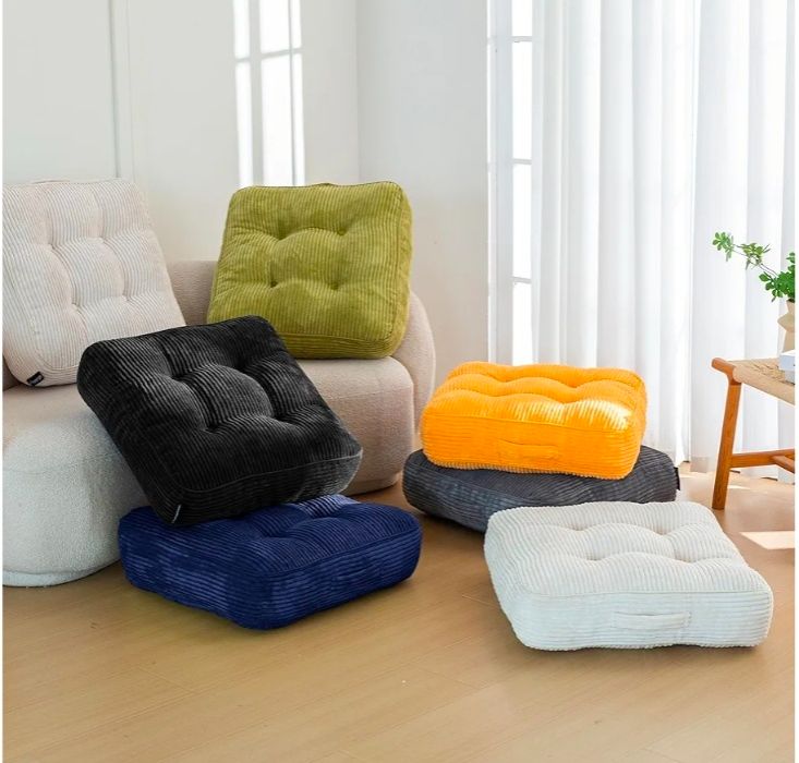 Floor Pillow Cushion for Adults, Meditation Cushion Pillow, Large Square Floor Sitting, Removable Tufted Corduroy Cover, for Tatami Living Room or Yoga, 22x22 Inch, Machine Washable