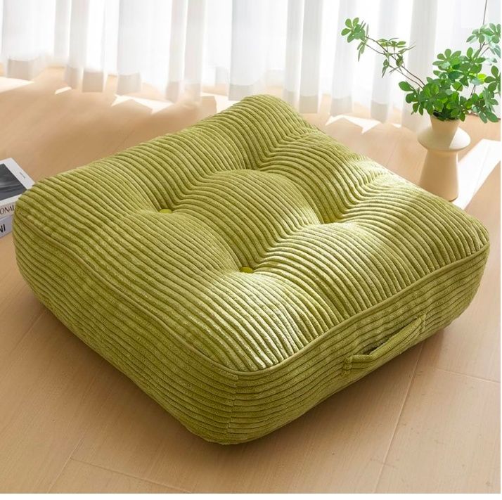 Floor Pillow Cushion for Adults, Meditation Cushion Pillow, Large Square Floor Sitting, Removable Tufted Corduroy Cover, for Tatami Living Room or Yoga, 22x22 Inch, Machine Washable