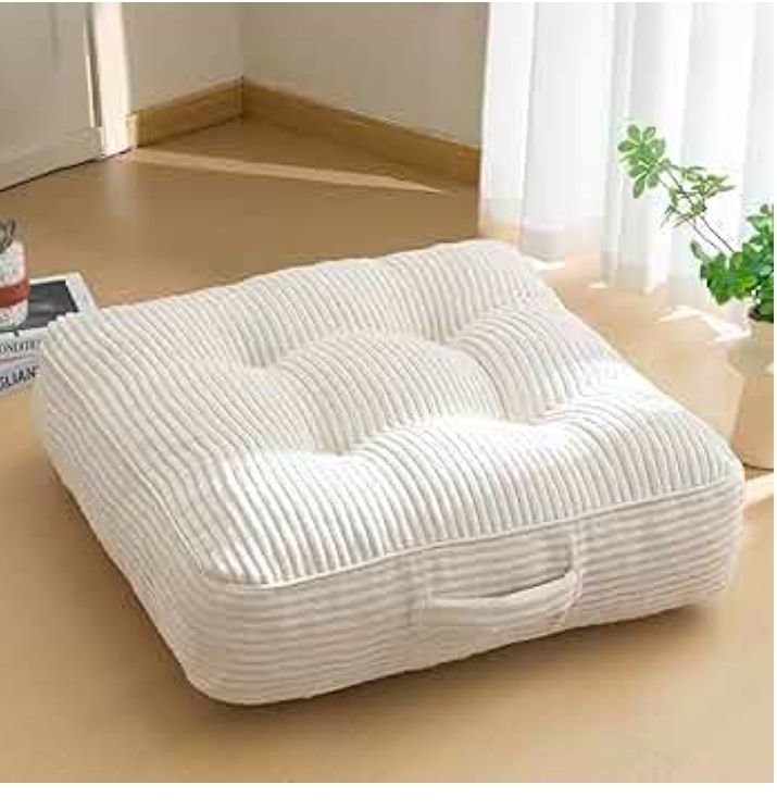 Floor Pillow Cushion for Adults, Meditation Cushion Pillow, Large Square Floor Sitting, Removable Tufted Corduroy Cover, for Tatami Living Room or Yoga, 22x22 Inch, Machine Washable