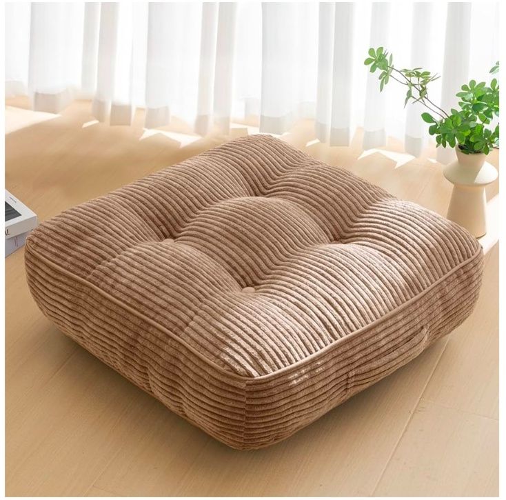 Floor Pillow Cushion for Adults, Meditation Cushion Pillow, Large Square Floor Sitting, Removable Tufted Corduroy Cover, for Tatami Living Room or Yoga, 22x22 Inch, Machine Washable