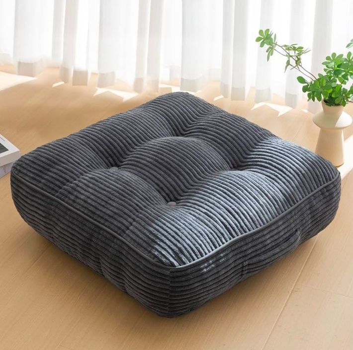 Floor Pillow Cushion for Adults, Meditation Cushion Pillow, Large Square Floor Sitting, Removable Tufted Corduroy Cover, for Tatami Living Room or Yoga, 22x22 Inch, Machine Washable
