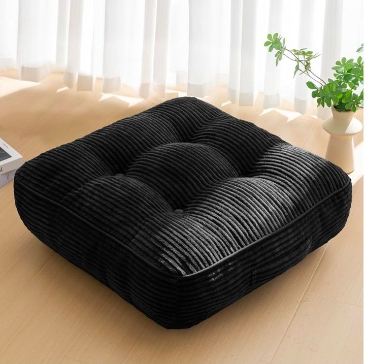 Floor Pillow Cushion for Adults, Meditation Cushion Pillow, Large Square Floor Sitting, Removable Tufted Corduroy Cover, for Tatami Living Room or Yoga, 22x22 Inch, Machine Washable