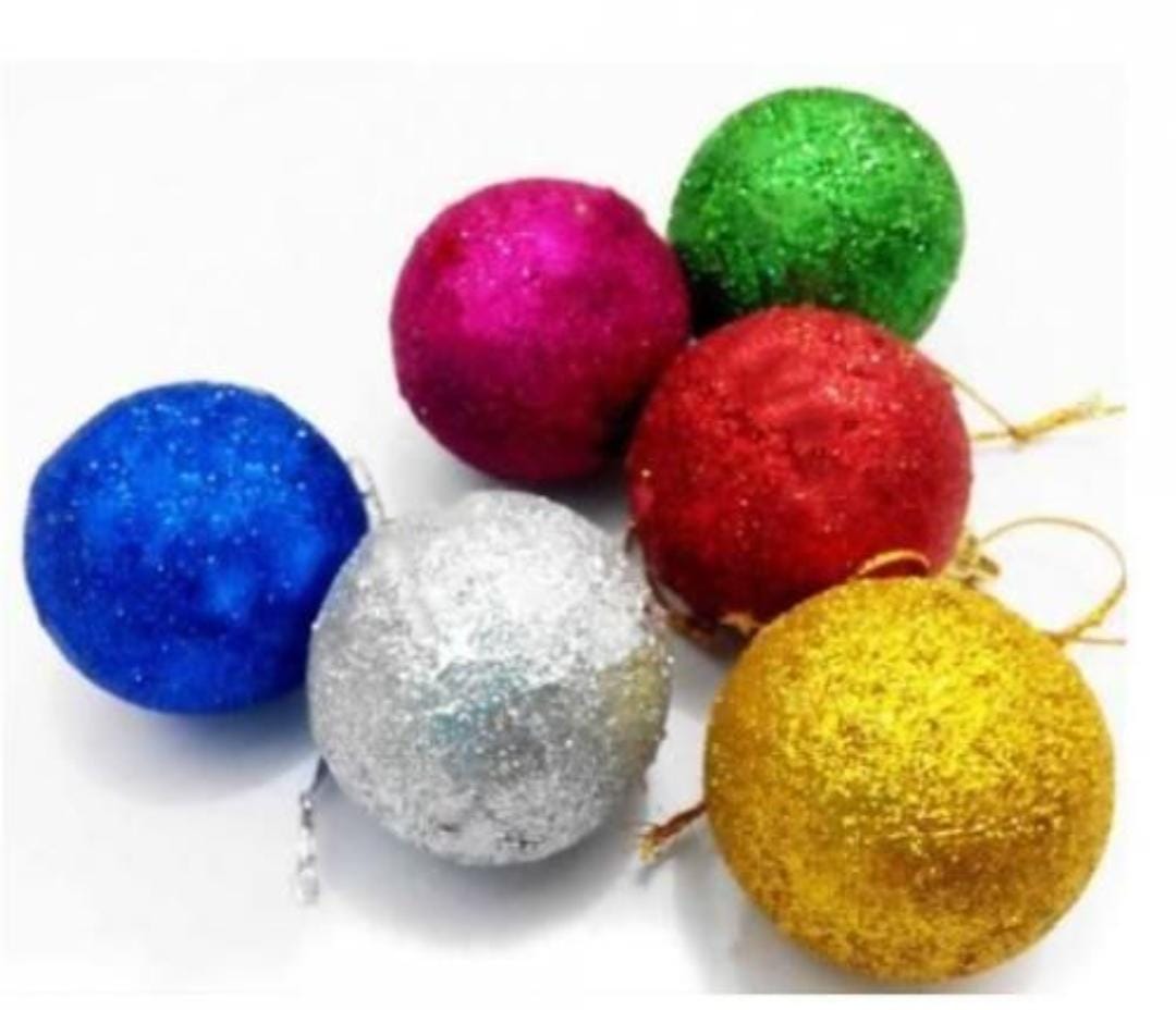 6pc set of Christmas coloured balls