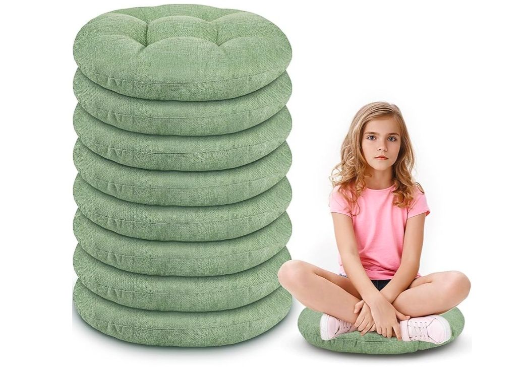 8 Pcs 16 Inch Round Floor Cushions for Kids and Toddlers, Flexible Seating Classroom Furniture Floor Pillow for Home, Daycare, Preschool, Yoga and Meditation