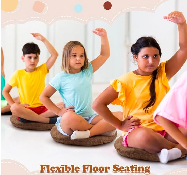 8 Pcs 16 Inch Round Floor Cushions for Kids and Toddlers, Flexible Seating Classroom Furniture Floor Pillow for Home, Daycare, Preschool, Yoga and Meditation