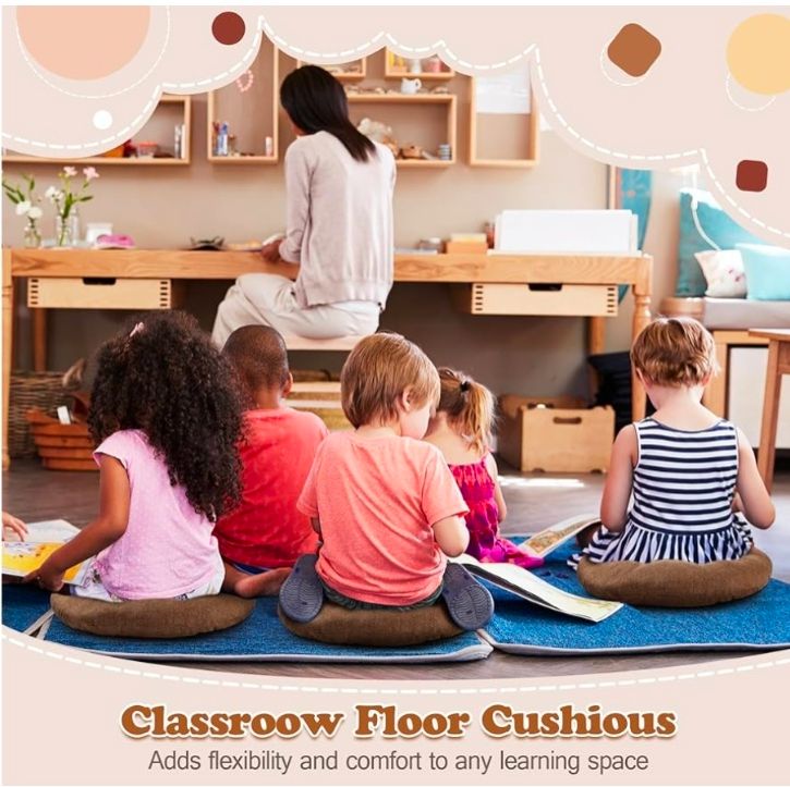 8 Pcs 16 Inch Round Floor Cushions for Kids and Toddlers, Flexible Seating Classroom Furniture Floor Pillow for Home, Daycare, Preschool, Yoga and Meditation
