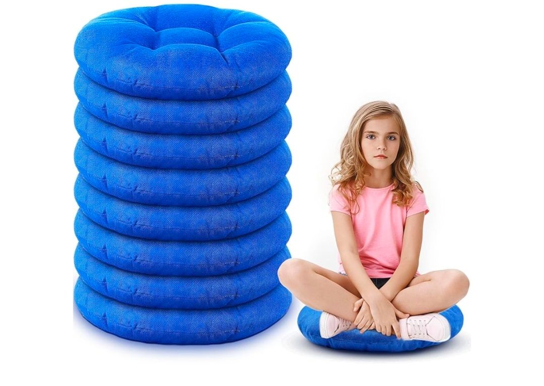 8 Pcs 16 Inch Round Floor Cushions for Kids and Toddlers, Flexible Seating Classroom Furniture Floor Pillow for Home, Daycare, Preschool, Yoga and Meditation