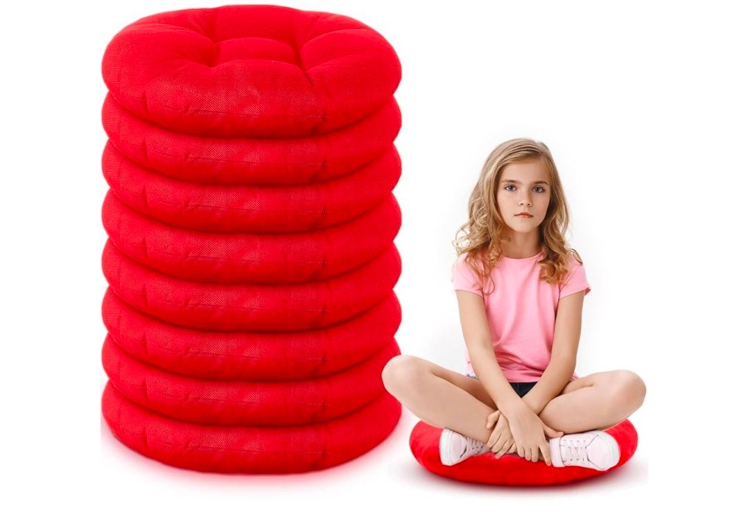 8 Pcs 16 Inch Round Floor Cushions for Kids and Toddlers, Flexible Seating Classroom Furniture Floor Pillow for Home, Daycare, Preschool, Yoga and Meditation