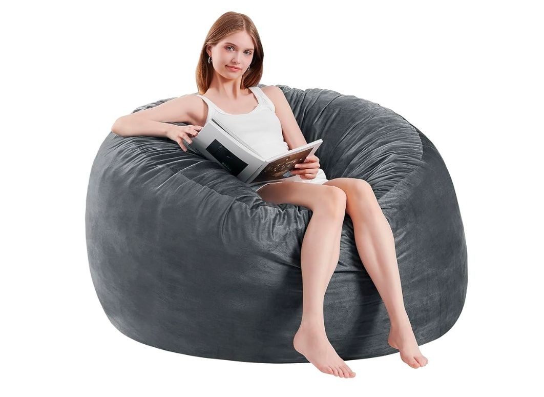 Bean Bag Chairs for Adults - Memory Foam Furniture BeanBag Chair - Kids/Teens Sofa with Soft Micro Fiber Cover - Round Fluffy Couch for Living Room Bedroom College Dorm