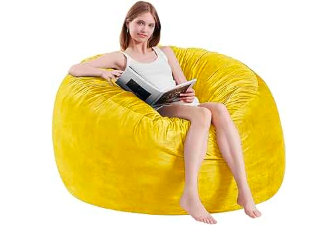 Bean Bag Chairs for Adults - Memory Foam Furniture BeanBag Chair - Kids/Teens Sofa with Soft Micro Fiber Cover - Round Fluffy Couch for Living Room Bedroom College Dorm