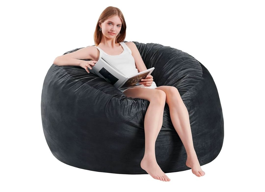 Bean Bag Chairs for Adults - Memory Foam Furniture BeanBag Chair - Kids/Teens Sofa with Soft Micro Fiber Cover - Round Fluffy Couch for Living Room Bedroom College Dorm