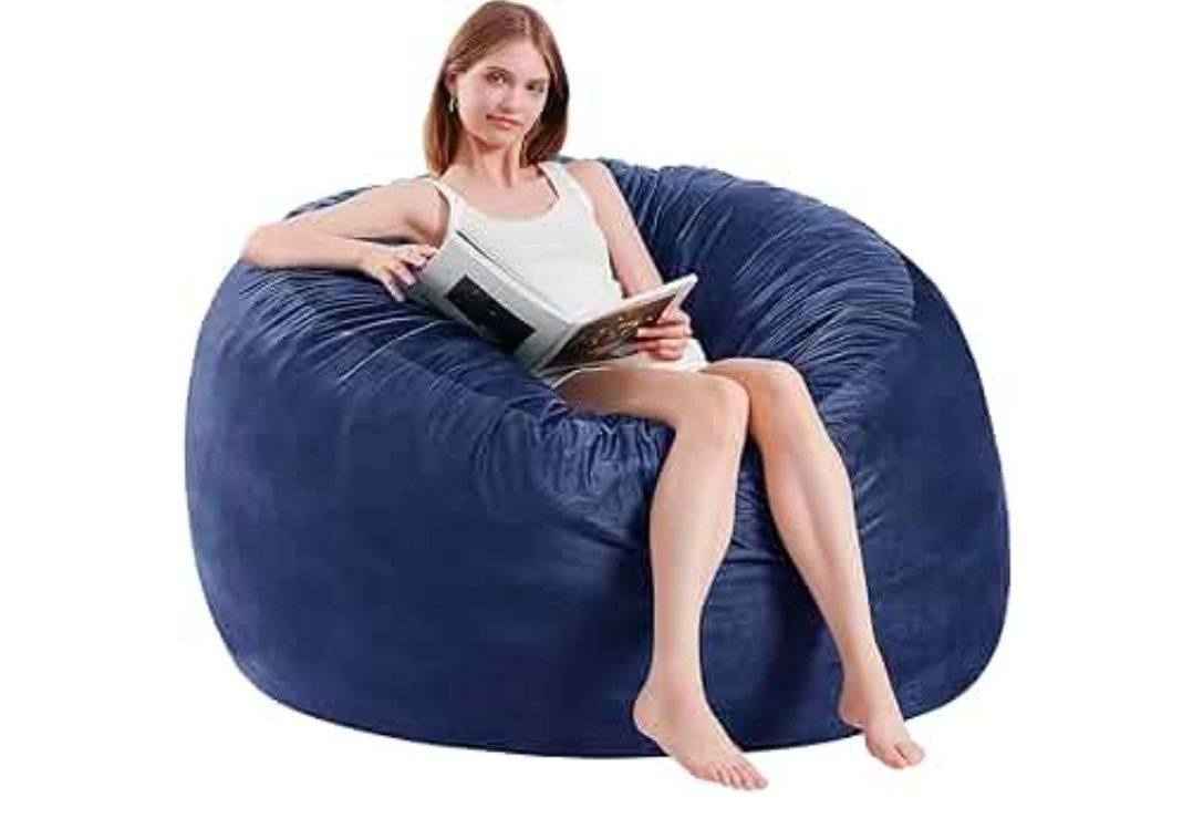 Bean Bag Chairs for Adults - Memory Foam Furniture BeanBag Chair - Kids/Teens Sofa with Soft Micro Fiber Cover - Round Fluffy Couch for Living Room Bedroom College Dorm