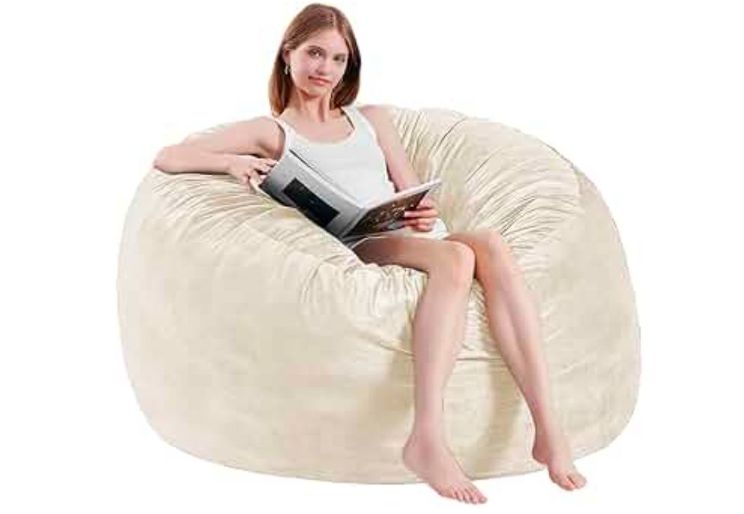 Bean Bag Chairs for Adults - Memory Foam Furniture BeanBag Chair - Kids/Teens Sofa with Soft Micro Fiber Cover - Round Fluffy Couch for Living Room Bedroom College Dorm