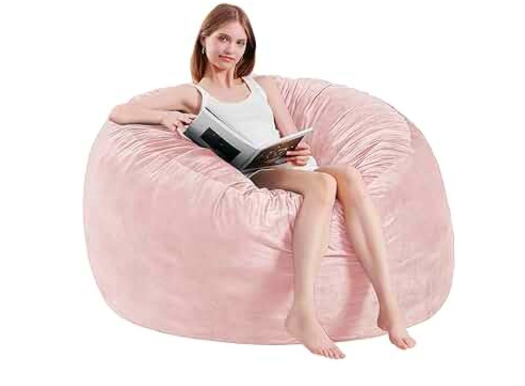 Bean Bag Chairs for Adults - Memory Foam Furniture BeanBag Chair - Kids/Teens Sofa with Soft Micro Fiber Cover - Round Fluffy Couch for Living Room Bedroom College Dorm