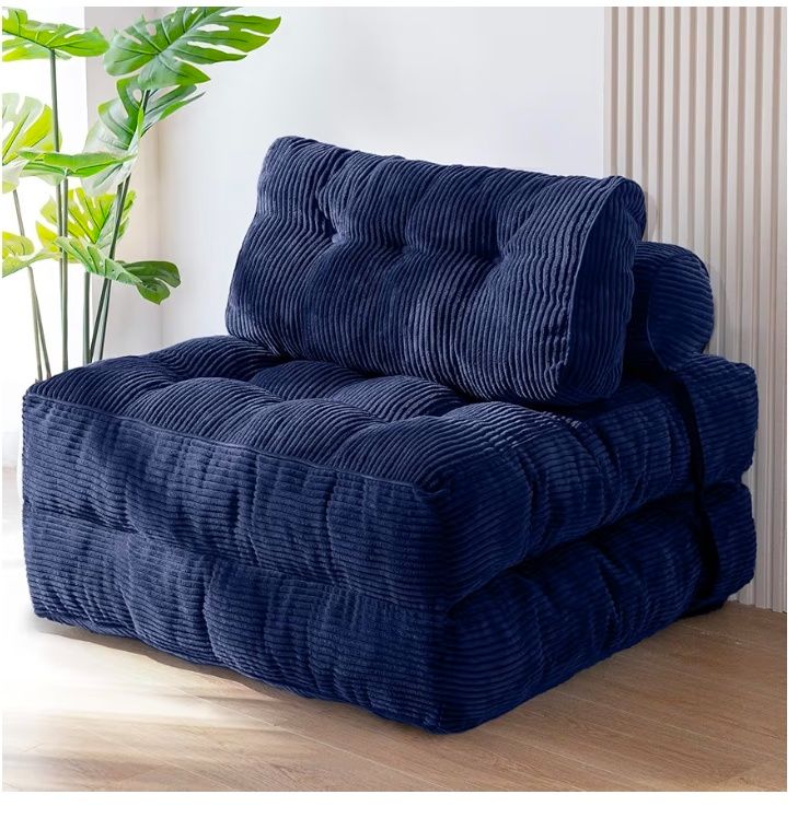 Folding Sofa Bed, Convertible Sleeper Chair with Pillow Foldable Mattress with Back Support, Portable Fold Out Chair Bed Comfy Floor Sofa Lounge for Living Room Bedroom