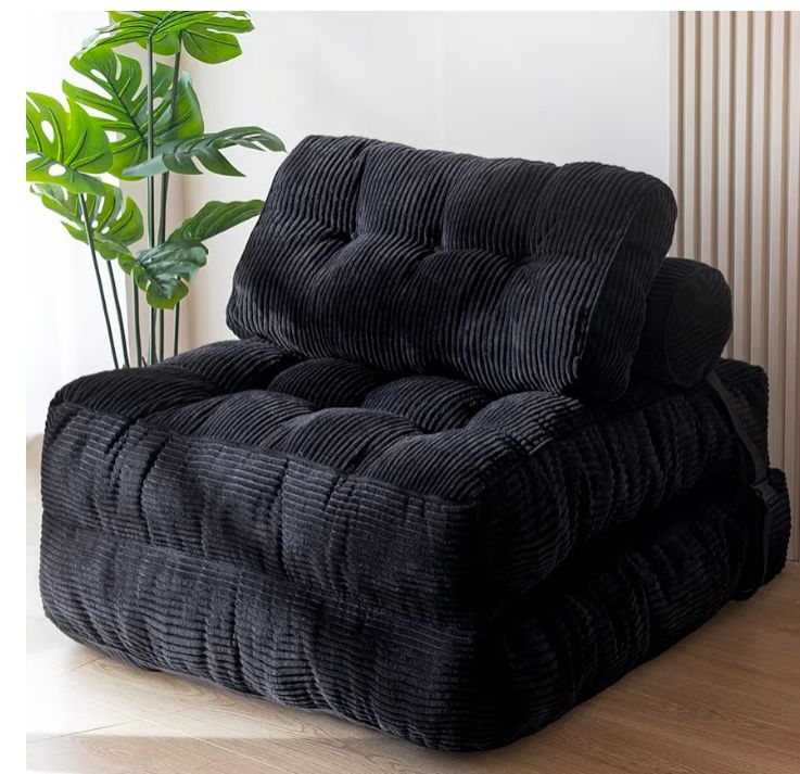 Folding Sofa Bed, Convertible Sleeper Chair with Pillow Foldable Mattress with Back Support, Portable Fold Out Chair Bed Comfy Floor Sofa Lounge for Living Room Bedroom