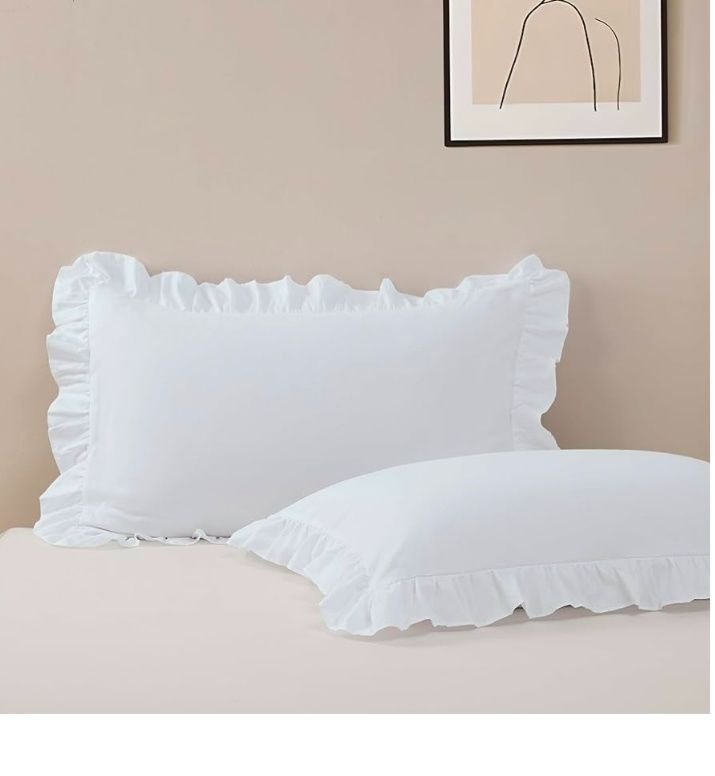 Ruffled Pillow Cases Set of 2,Standard Pillow Shams Brushed Microfiber Edge Ruffled Soft Pillow Cover with Envelope Closure for Bedding Decor (20"x26")