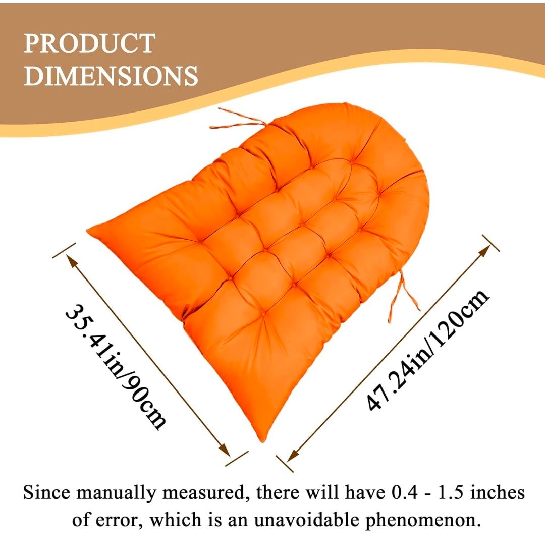 Thicken Egg Chair Cushion Replacement, Outdoor Hammock Swing Chair Cushions, Hanging Wicker Basket Seat Pad with High Elasticity PP Cotton, for Garden Patio Porch Furniture (Only Cushion)