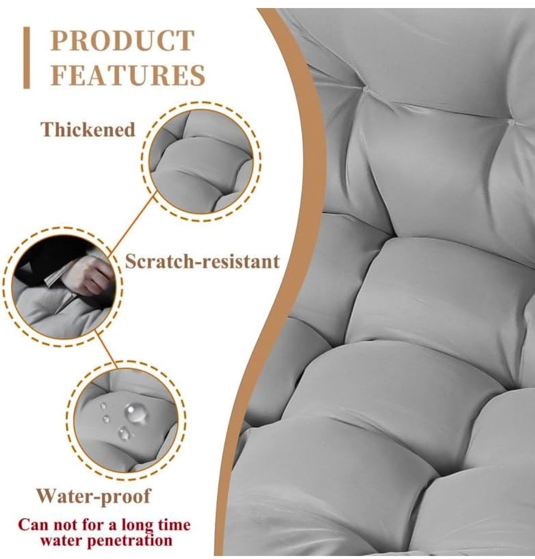 Thicken Egg Chair Cushion Replacement, Outdoor Hammock Swing Chair Cushions, Hanging Wicker Basket Seat Pad with High Elasticity PP Cotton, for Garden Patio Porch Furniture (Only Cushion)